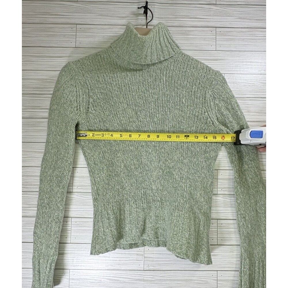 L.L.Bean Women's Chunky Wool Blend Turtleneck Pullover Sweater Size Medium Green - Picture 5 of 7